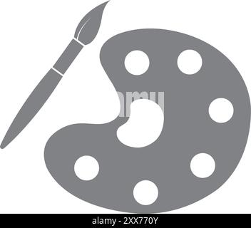 Paint brush with color palette, icon of color palette, painting tools vector Stock Vector