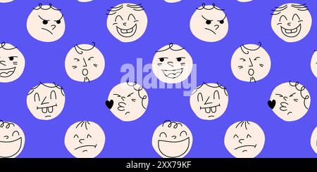 Fun Emoji Icons Seamless Pattern Stock Vector