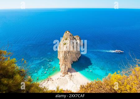 Aerial view of Mizithres cliff rock in Zakynthos Ionian island, Greece. Stock Photo