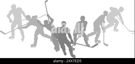 Ice Hockey Silhouette People Player Silhouettes Stock Vector