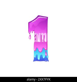 Vector Slime Cartoon Number 1, figure One. Slime font type number Latin alphabet Stock Vector