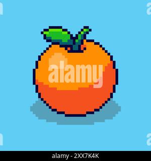 Orange pixel art. Vector illustration design, perfect for game assets themed designs Stock Vector