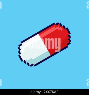 Vector Illustration of medicine capsule with Pixel Art Design, perfect for game assets themed designs Stock Vector