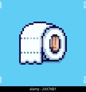 Vector Illustration of toilet paper roll with Pixel Art Design, perfect for game assets themed designs Stock Vector