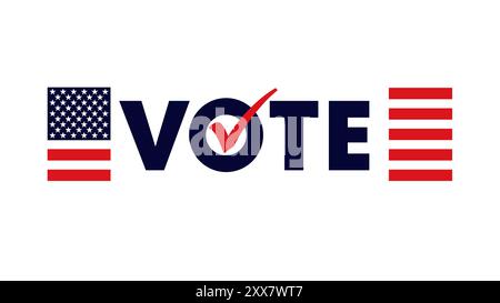 Vote 2024, Election day in USA. Vote word with US flag for Presidential Election, November 5. Vector Illustration Stock Vector