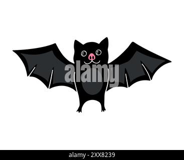 Cute hand drawn cartoon bat isolated on white background. Vector illustration Stock Vector