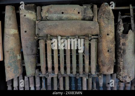 Old bombs at the Ban Manda war museum, Nong Khiaw,  Laos Stock Photo