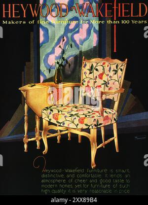 1929 Heywood-Wakefield furniture ad with CE Milllard art Stock Photo