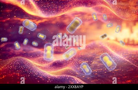 Microscope view of monkeypox, it is a disease caused by infection with a virus. People with mpox often get a rash, along with other symptoms. 3d Stock Photo