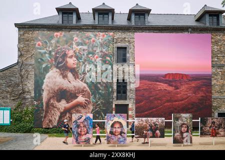 France, Morbihan, Aff valley, La Gacilly, the 2024 Photo Festival: Australia and other views, outdoor photography exhibition by the Australian Aboriginal activist and artist Bobbi Lockyer Stock Photo