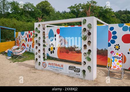 France, Morbihan, Aff valley, La Gacilly, the 2024 Photo Festival: Australia and other views, outdoor photography exhibition, relaxation area Stock Photo