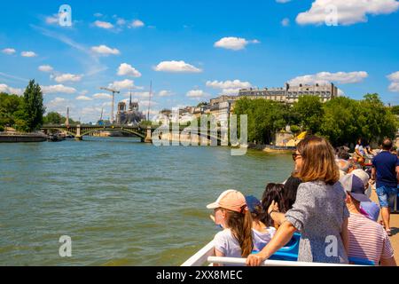 France, Paris, Quai du Louvre, along the Seine, stands for the Opening Ceremony of the Olympic Games Stock Photo