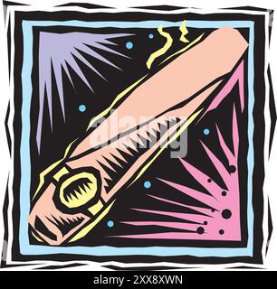 flat cuban cigar on background isolated vector illustration Stock Vector