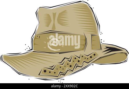 Isometric brown cowboy hat on white background vector illustration Stock Vector