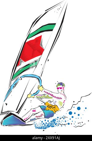 Water sport concept, Water skiing, surfing and sailing, active ...