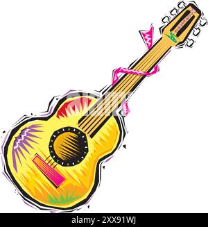 Flat portuguese guitar vihuela on white background vector illustration Stock Vector