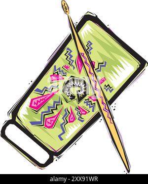 Classic musical concert instrument icons set of key accordion fiddle drum color doodle sketch vector isolated illustration Stock Vector