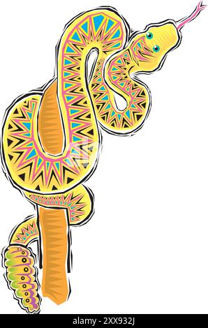 abstract vector yellow snake colorful design style traditional design vector illustration Stock Vector