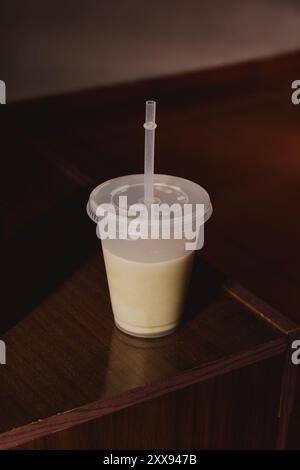 clear matcha cup with straw Stock Photo