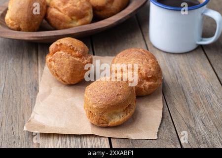 Broa, typical brazilian corn flour bread with coffee. Stock Photo