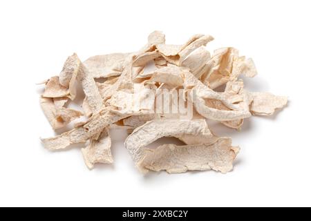 Dried wax gourd pieces close up isolated on white background Stock Photo