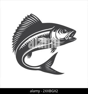 Largemouth bass fish vintage hand drawn vector Stock Vector