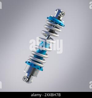 Shock absorber car on gray background. 3d Stock Photo