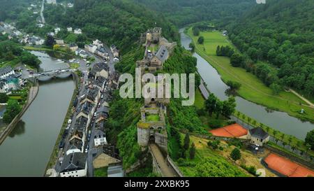 drone photo Bouillon castle belgium europe Stock Photo