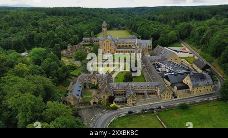 drone photo Orval abbey Belgium europe Stock Photo