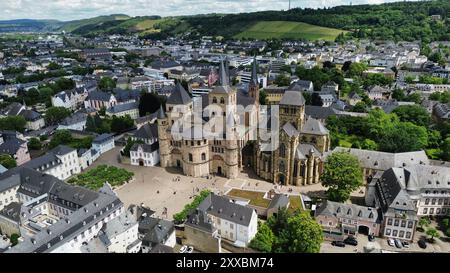 drone photo Saint Peter Cathedral Trier Germany europe Stock Photo