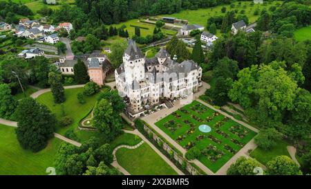 drone photo Colmar-Berg castle Luxembourg europe Stock Photo