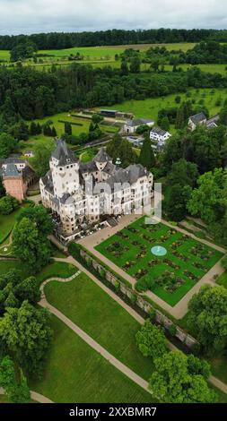 drone photo Colmar-Berg castle Luxembourg europe Stock Photo