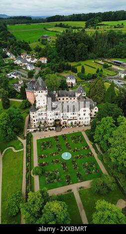 drone photo Colmar-Berg castle Luxembourg europe Stock Photo