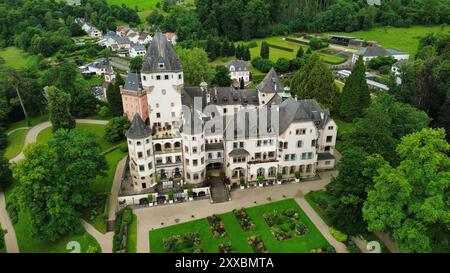 drone photo Colmar-Berg castle Luxembourg europe Stock Photo