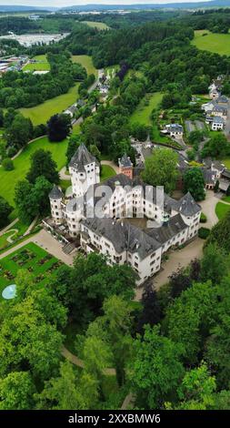 drone photo Colmar-Berg castle Luxembourg europe Stock Photo