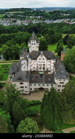 drone photo Colmar-Berg castle Luxembourg europe Stock Photo