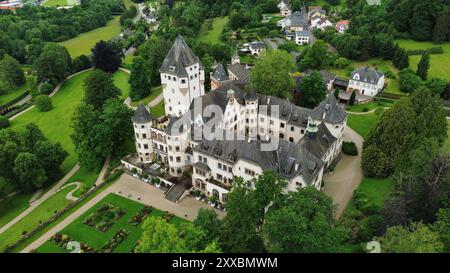 drone photo Colmar-Berg castle Luxembourg europe Stock Photo