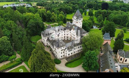 drone photo Colmar-Berg castle Luxembourg europe Stock Photo