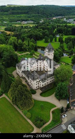 drone photo Colmar-Berg castle Luxembourg europe Stock Photo