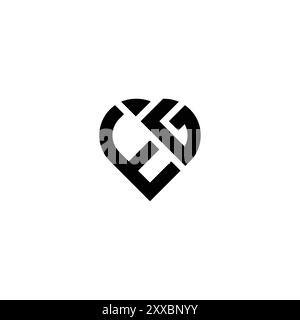 Letter EG Love and Care Logo With Heart Icon Stock Vector