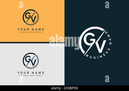 Creative Monogram for Initial Letter GV Logo - Minimal Vector Logo Template for alphabet G & V Stock Vector
