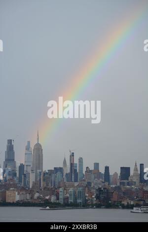 A rainbow over Midtown Manhattan, New York City Stock Photo - Alamy
