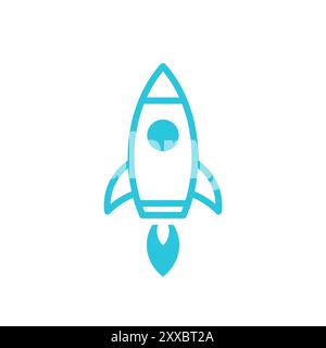 Release product icon, Rocket, Isolated on white background. From blue icon set. Stock Vector