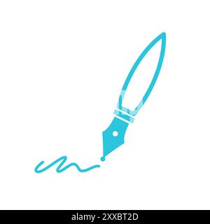 Writing pen. Isolated on white background. From blue icon set. Stock Vector