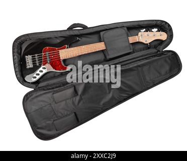 bass guitar in a case path isolated on white Stock Photo