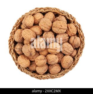 walnuts basket path isolated on white to view Stock Photo