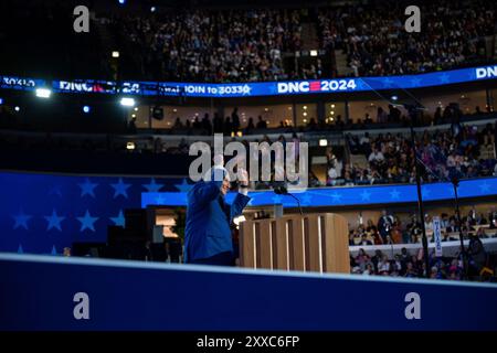 United States Senate Majority Leader Chuck Schumer (Democrat of New York) delivers remarks at the 2024 Democratic National Convention in Chicago, Illinois, USA, at the United Center on Tuesday, August 20, 2024. Credit: Annabelle Gordon/CNP Stock Photo