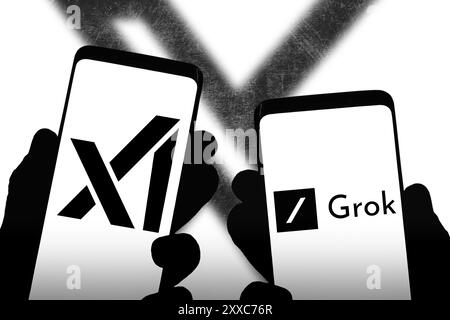 X platform tools xAI and Grok displayed on smartphone Stock Photo