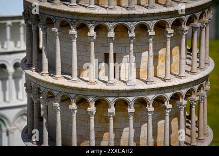 Miniature Marvel: Close-Up of the Leaning Tower of Pisa Stock Photo