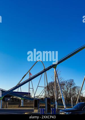 Charlotte, North Carolina - December 28 2023: Typical day at Carowinds amusement park located in Charlotte in North Carolina. Stock Photo